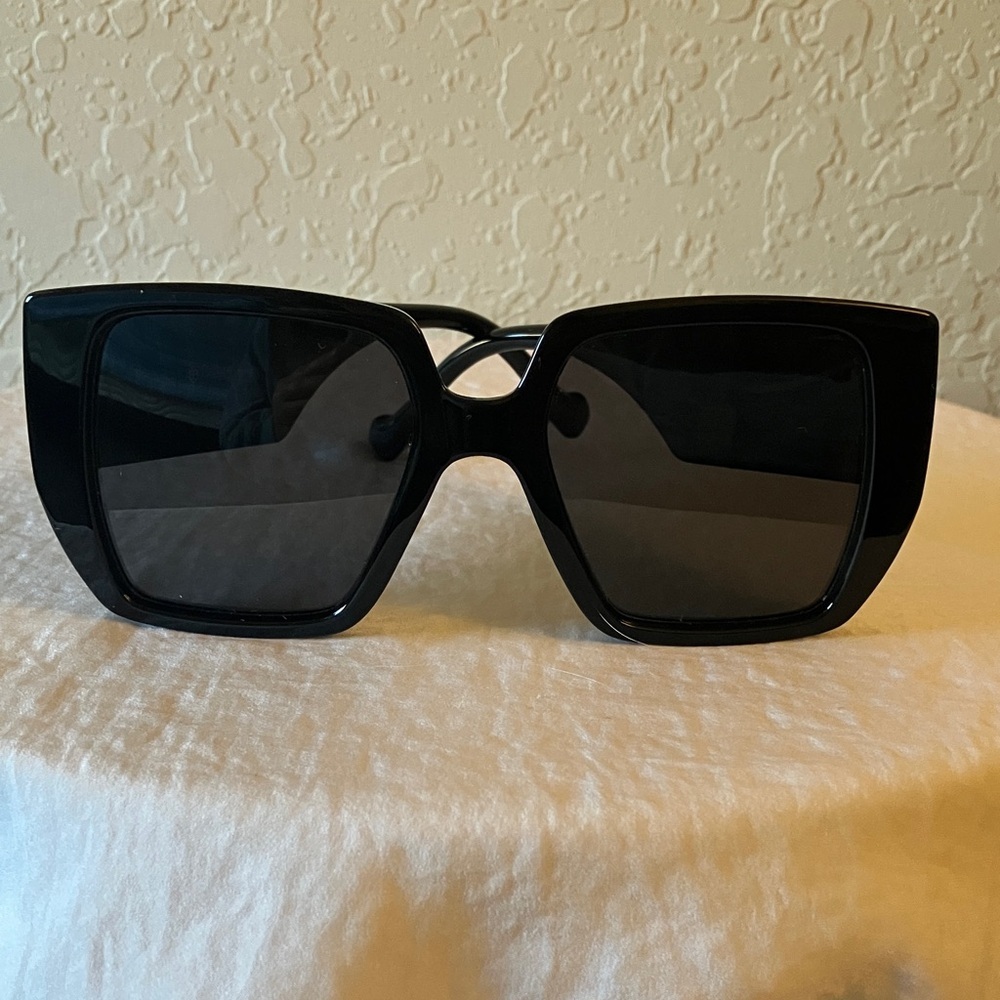 Brianna Cannon: Black Square Gold Tone Sunglasses